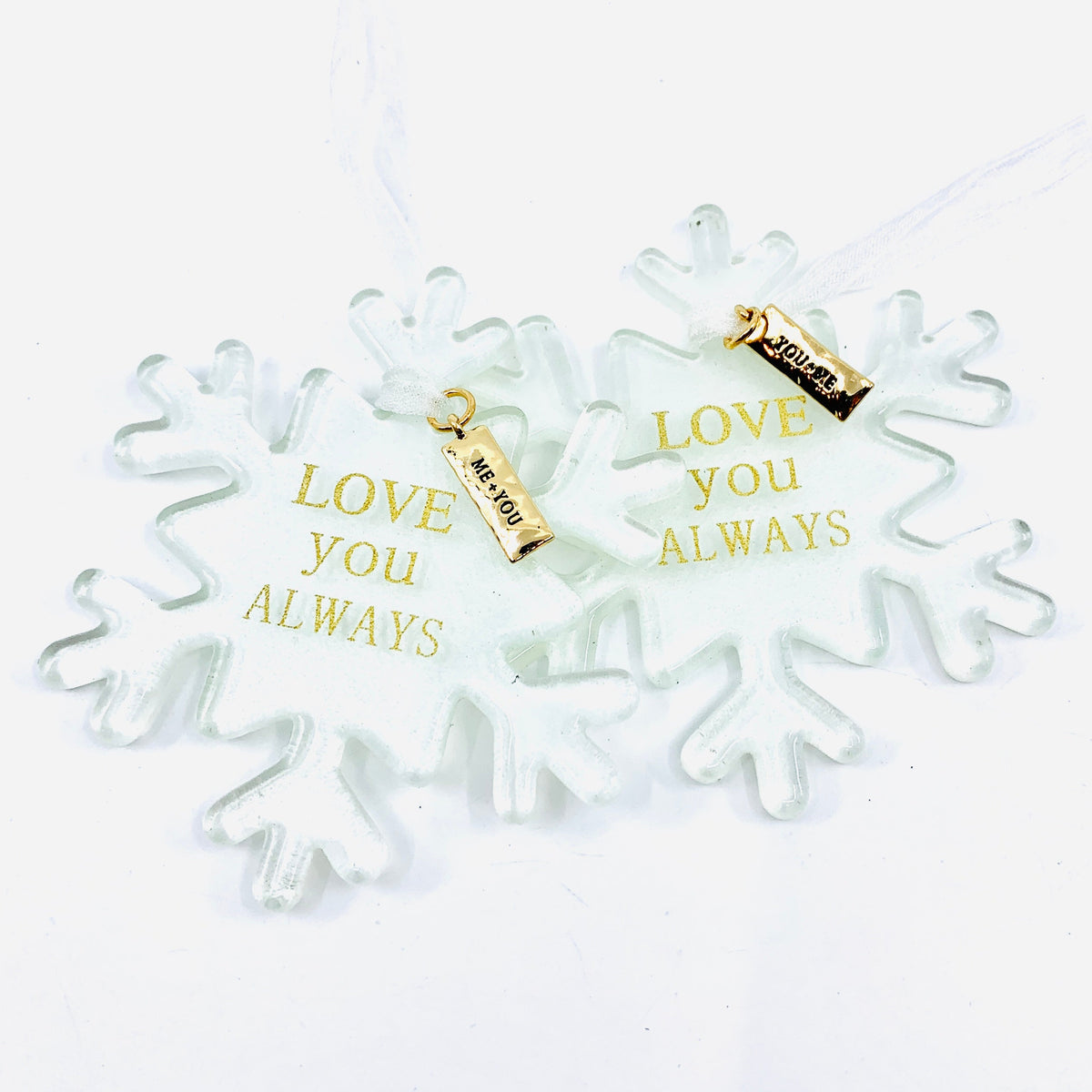 Love You Always. One To Keep, One To Share Ornament Set Decor Demdaco 
