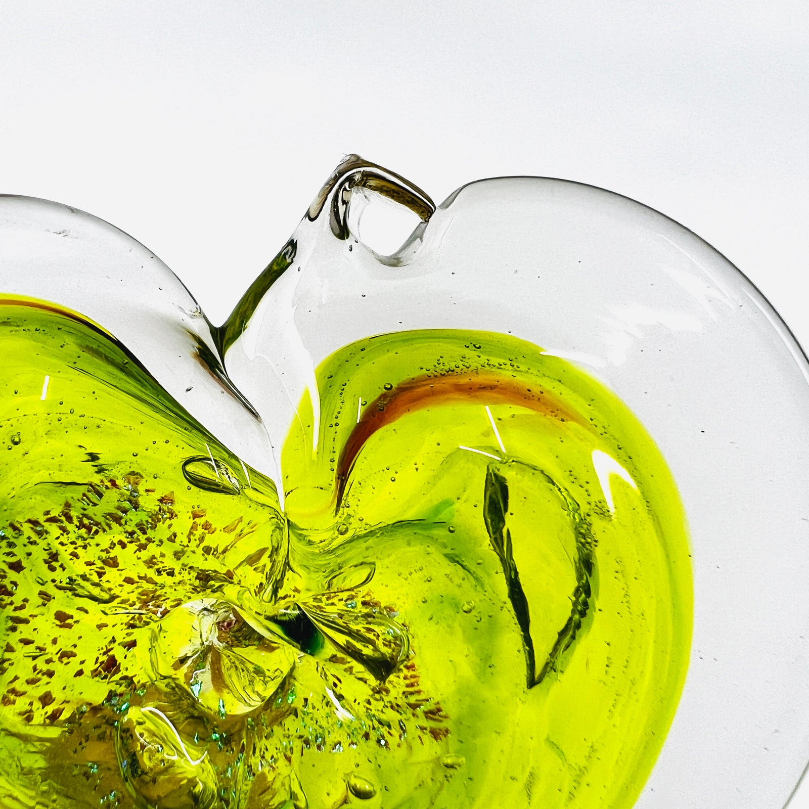 Heart Ornament, Peridot Suncatcher Luke Adams Glass Blowing Studio 