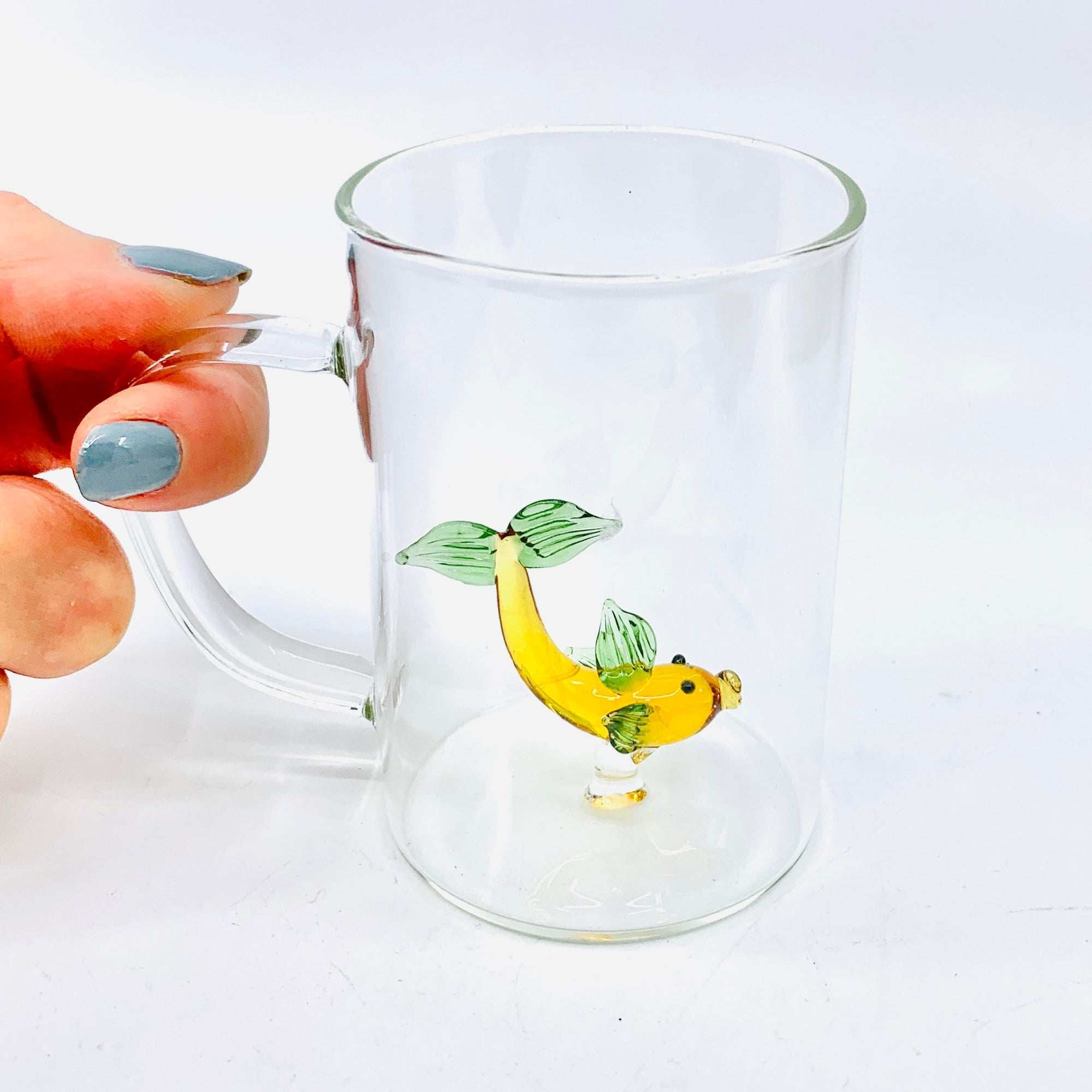 Tiny Animal Glass Mug, Fish Decor MiniZoo 