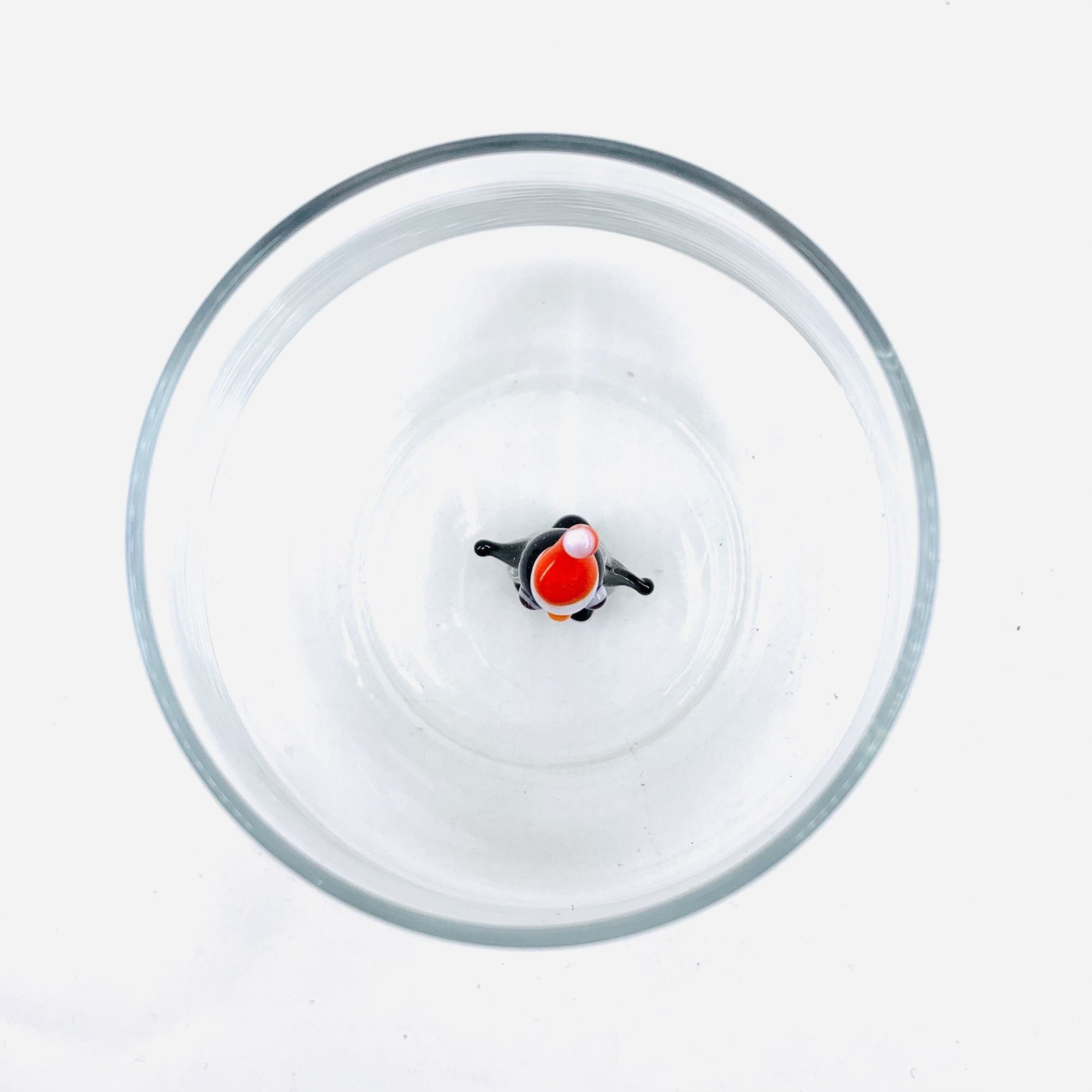santa wine glass 11 oz Tiny Animal Wine Glass, Festive Santa Penguin