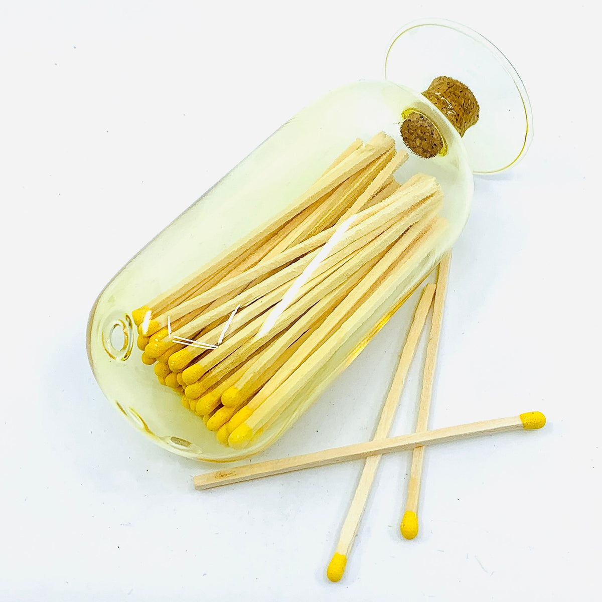Glass Matchstick Holder 1 Creative Co-op Yellow 