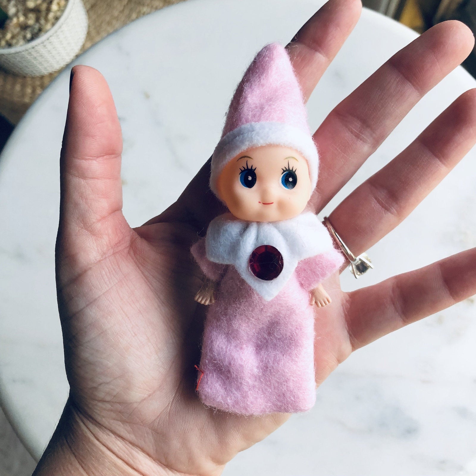 Baby Elf Luke Adams Glass Blowing Studio Pink Swaddle with Stone 