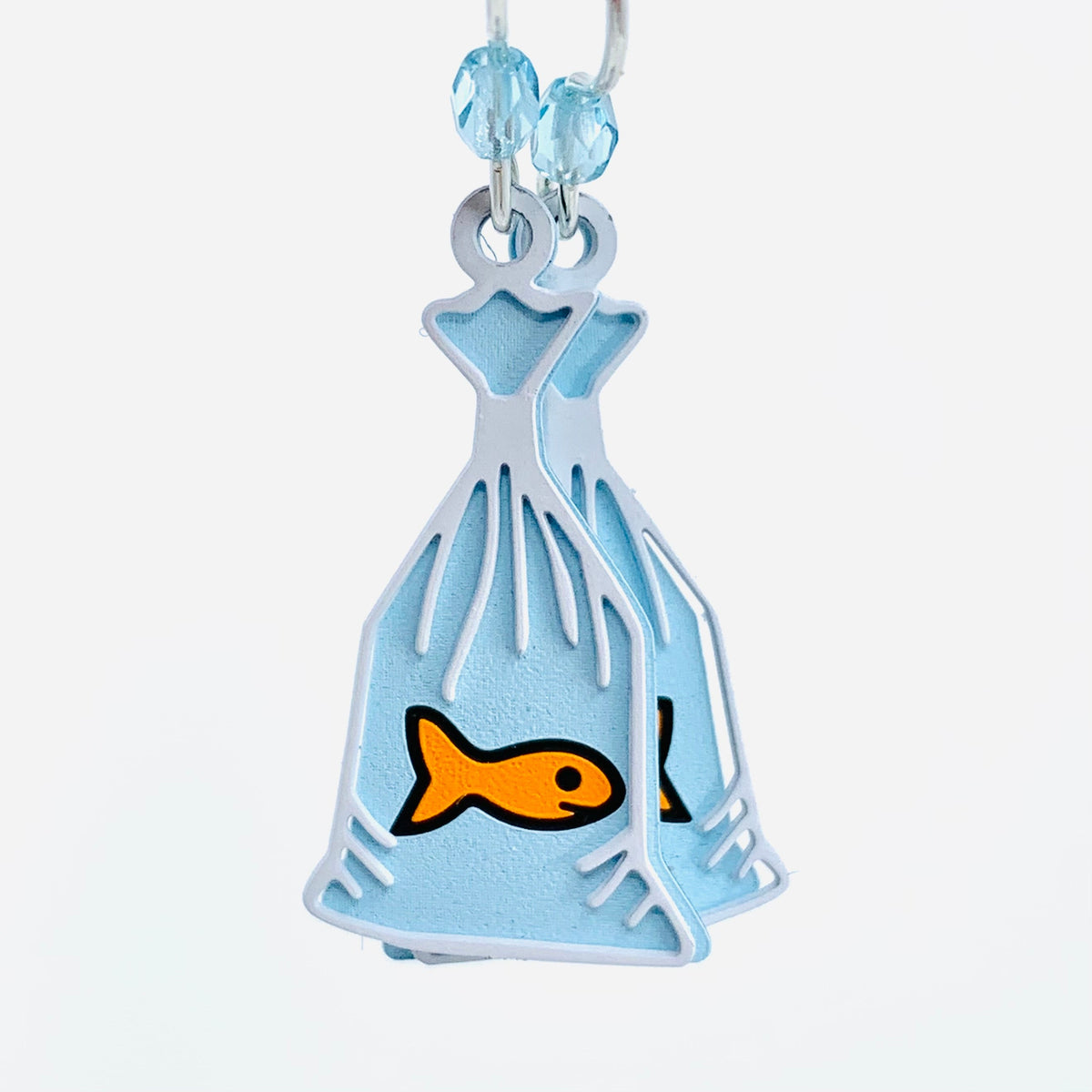 Tiny Whimsical Earrings, Goldfish Bag Sienna Sky 