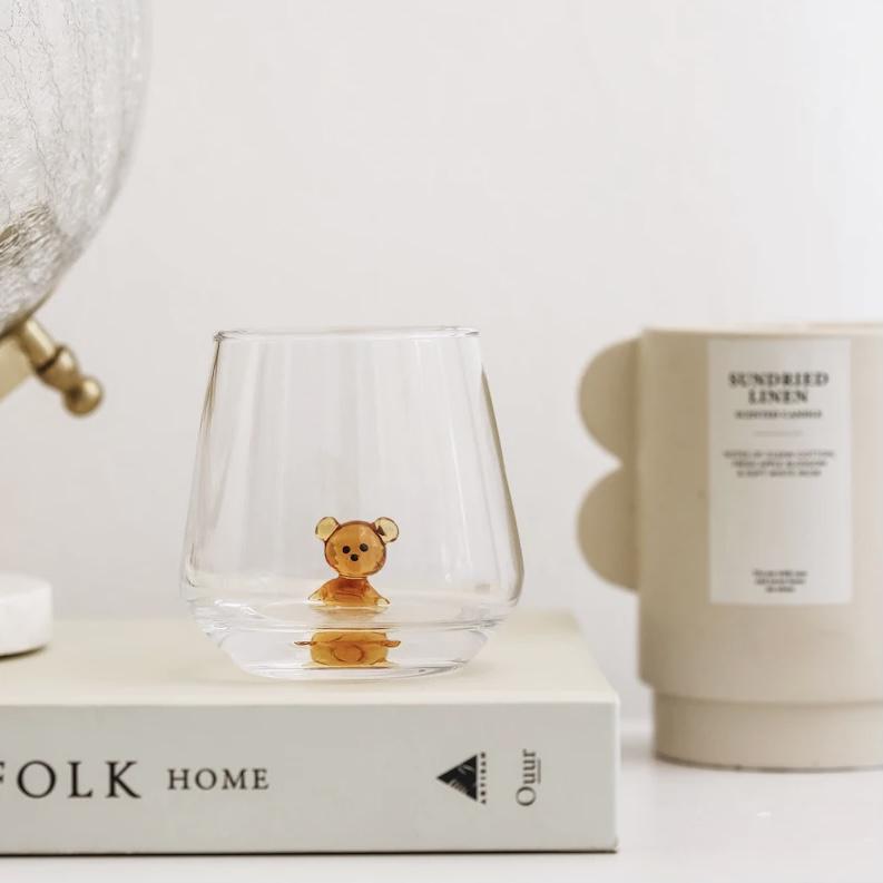 11 oz Tiny Animal Wine Glass, Teddy Bear