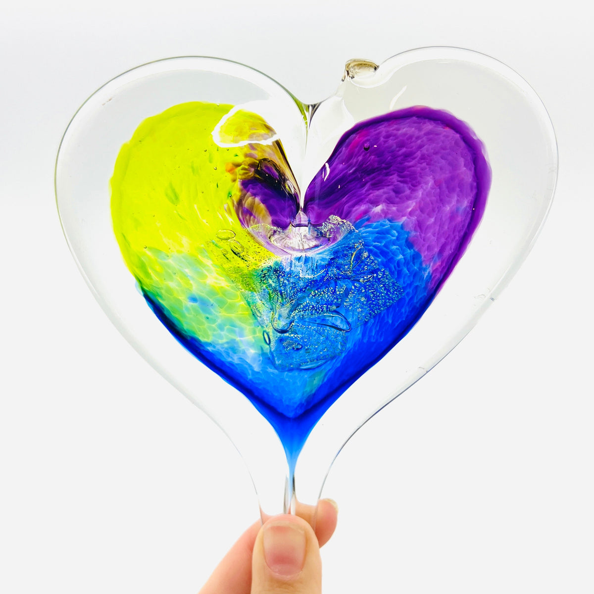 Heart Ornament, Aurora Suncatcher Luke Adams Glass Blowing Studio Medium 
