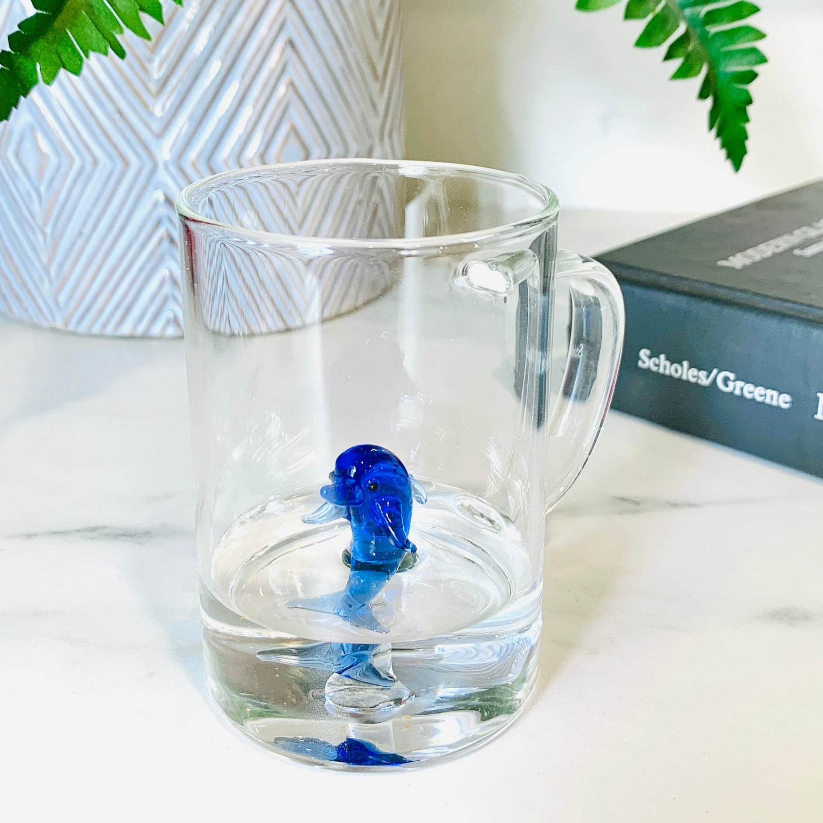Tiny Animal Glass Mug, Dolphin Decor MiniZoo 