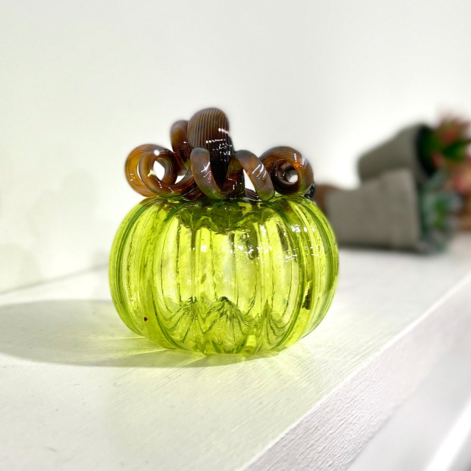Mini Pumpkin, Peridot Pumpkin Luke Adams Glass Blowing Studio 