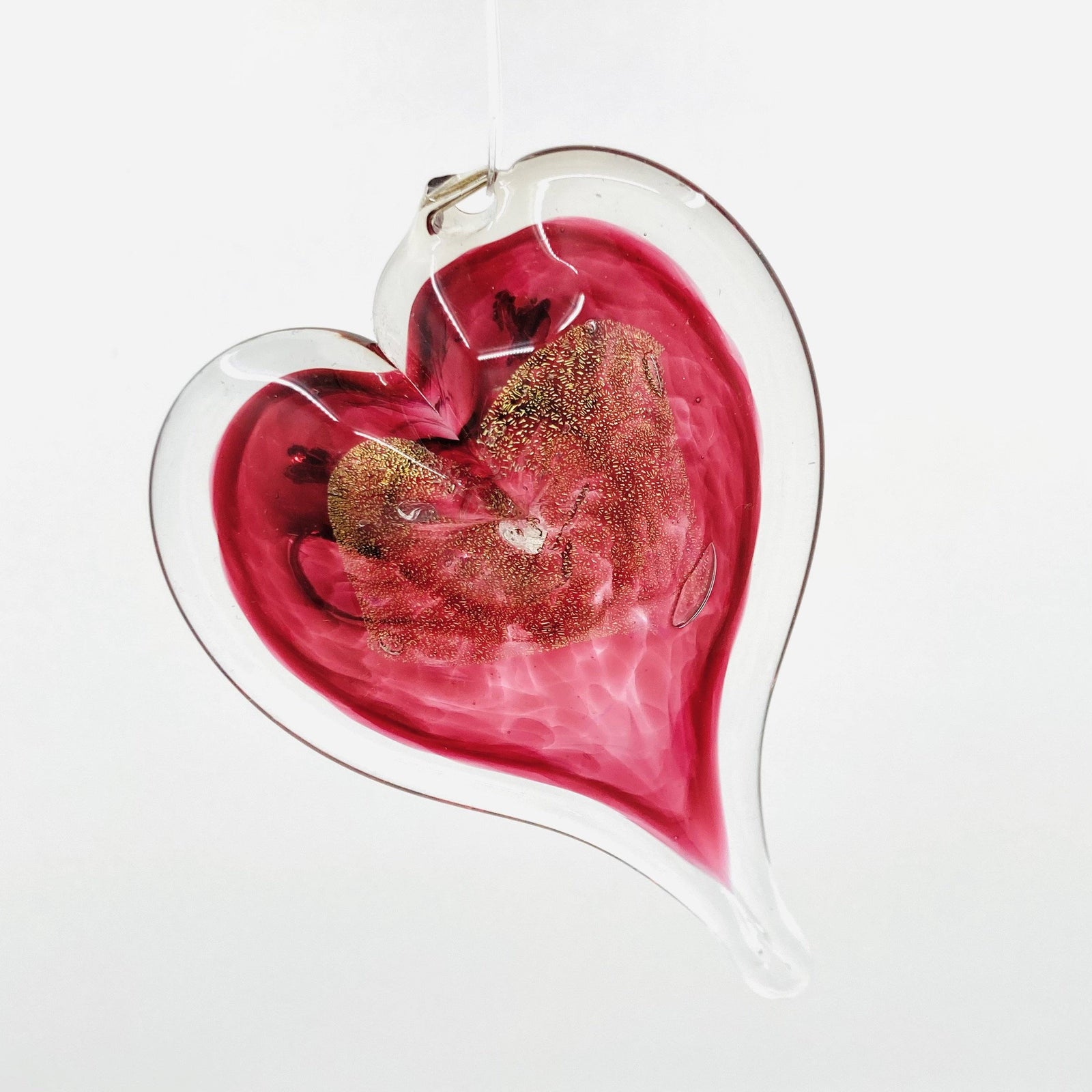 October Birthstone Small Heart- Tourmaline Luke Adams Glass Blowing Studio 