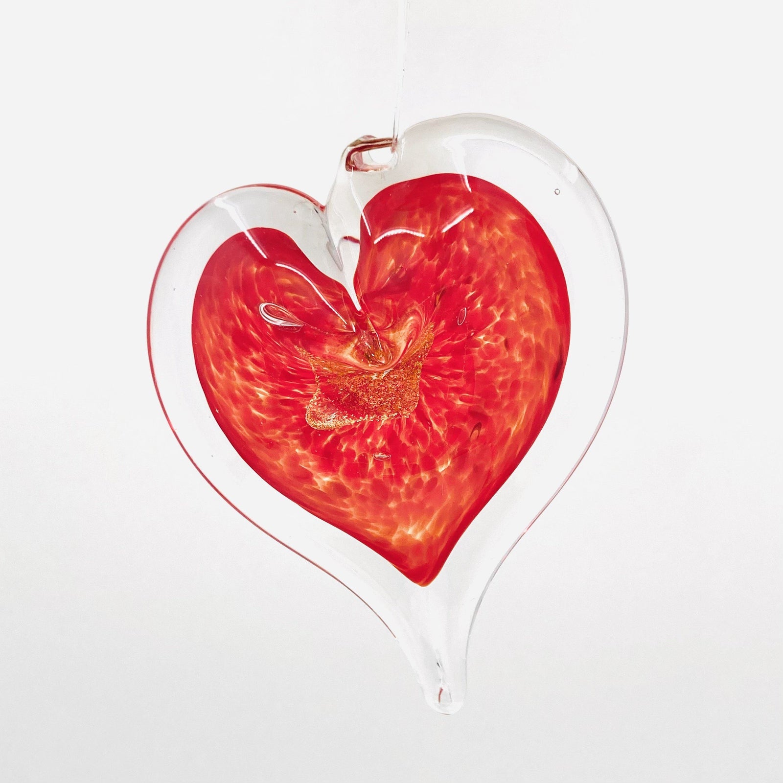 July Birthstone Small Heart- Ruby Luke Adams Glass Blowing Studio 