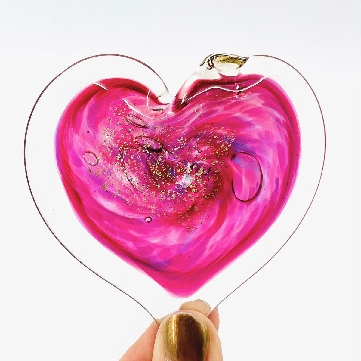 Heart Ornament, Tourmaline Suncatcher Luke Adams Glass Blowing Studio 