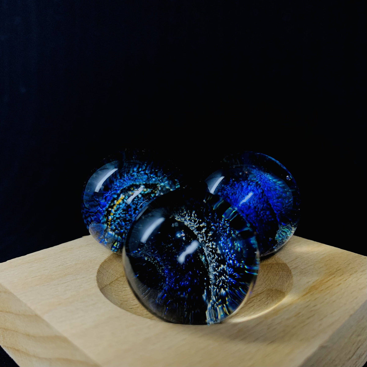 Galaxy Spheres Luke Adams Glass Blowing Studio Cobalt Swirl 