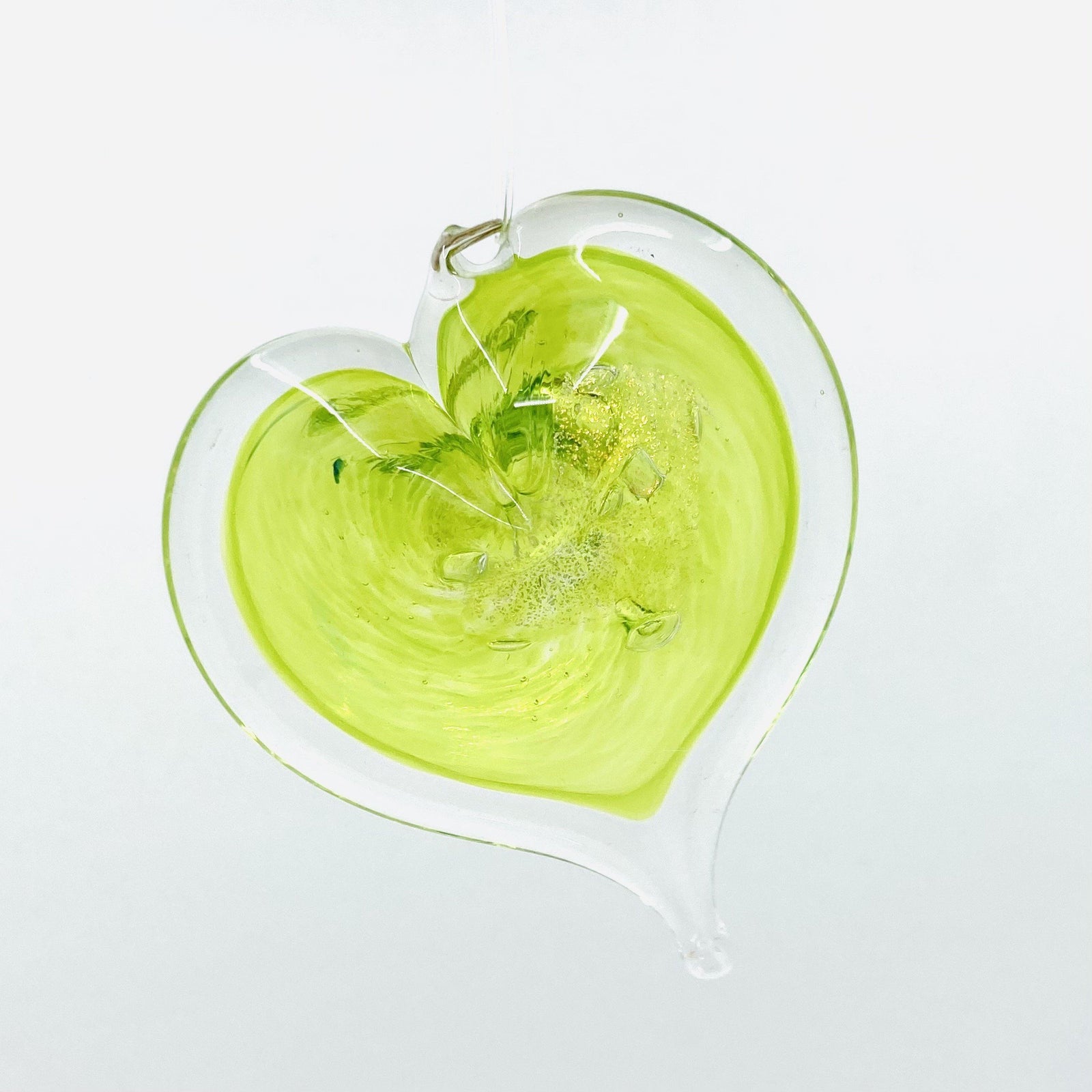 August Birthstone Small Heart- Peridot Luke Adams Glass Blowing Studio 