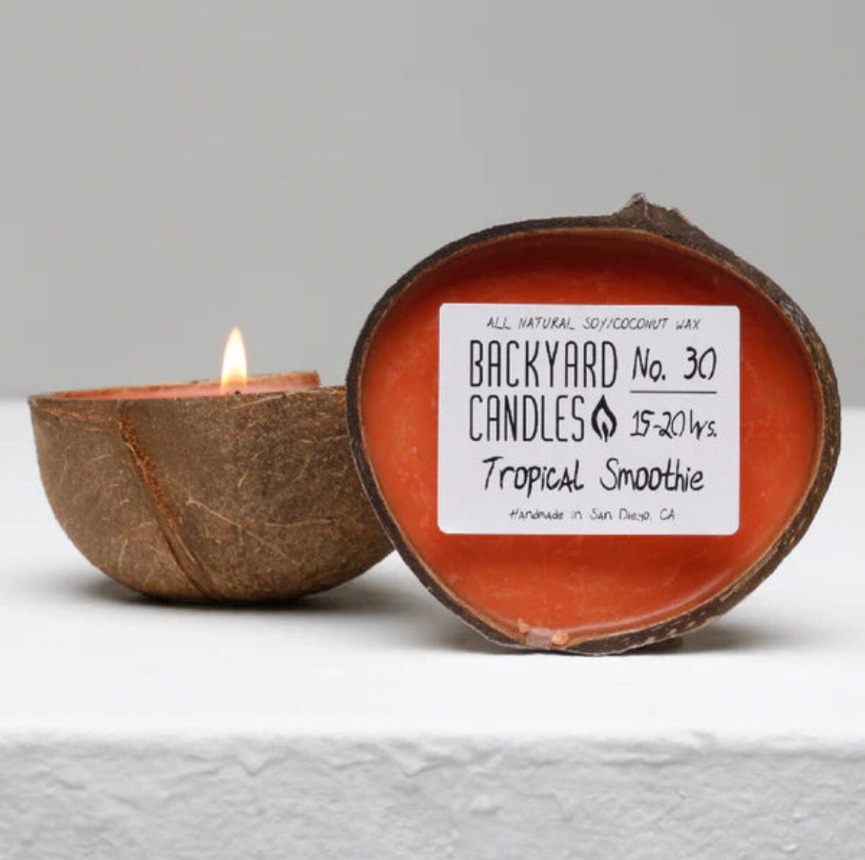 Coconut Shell Candle, Tropical Smoothie Decor Backyard Candles 