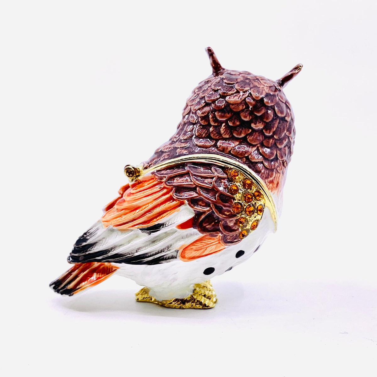 Bejeweled Enamel Trinket Box, Owl Decor Kubla Craft 