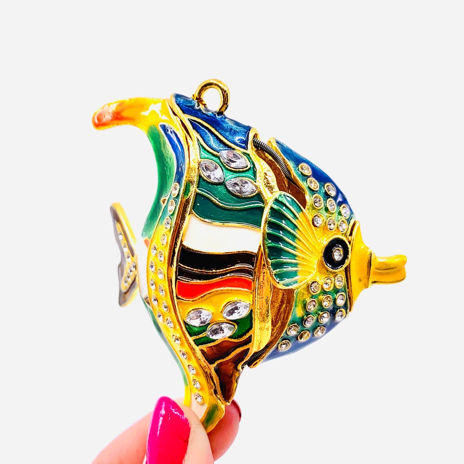 Enamel Motion Ornament, Tropical Fish Decor Kubla Craft 