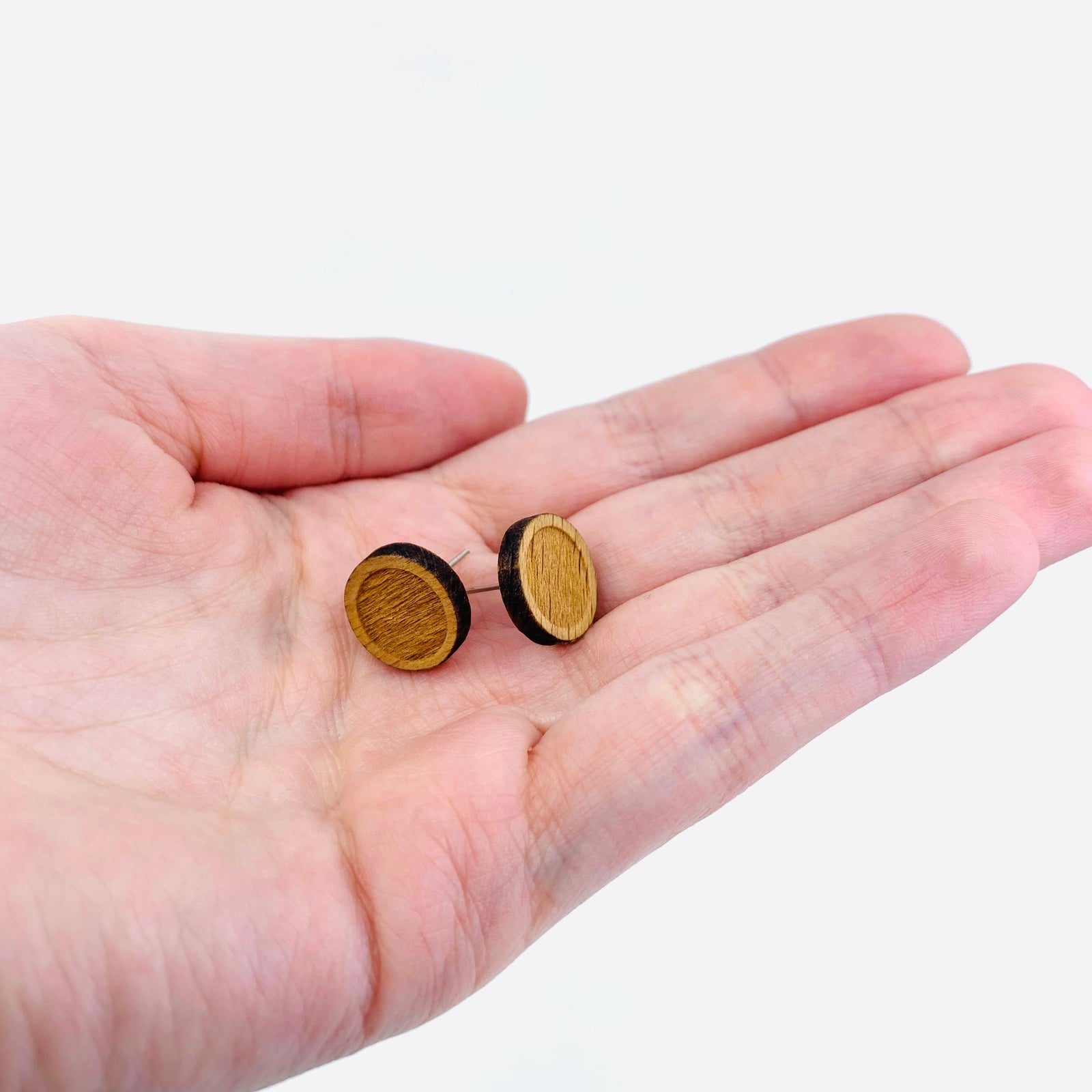 Wooden Round Studs Jewelry - 