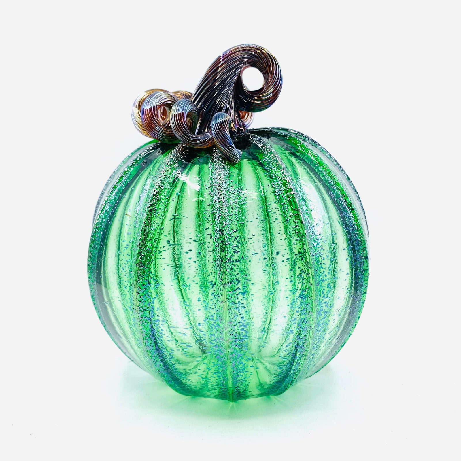 Green Tinsel Pumpkin Pumpkins Luke Adams Glass Blowing Studio 