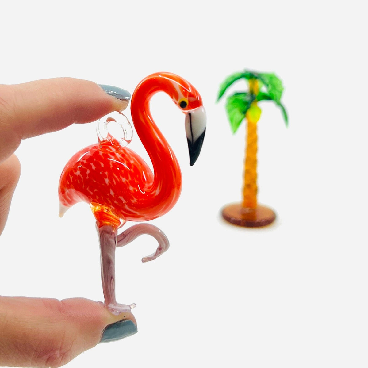 Coral Pink Flamingo Ornament Miniature - 