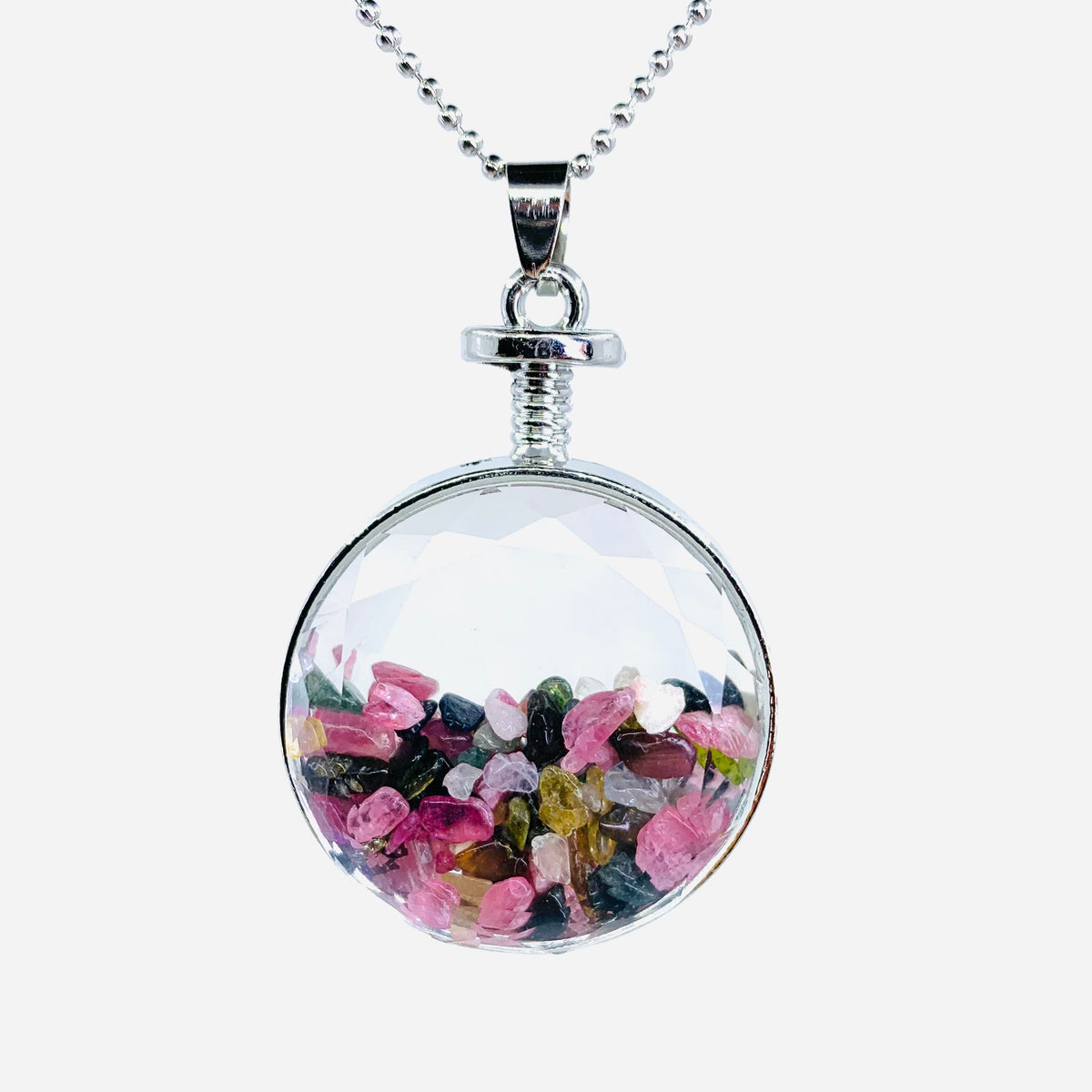 Crystal Filled Round Pendants - Rose Mix 