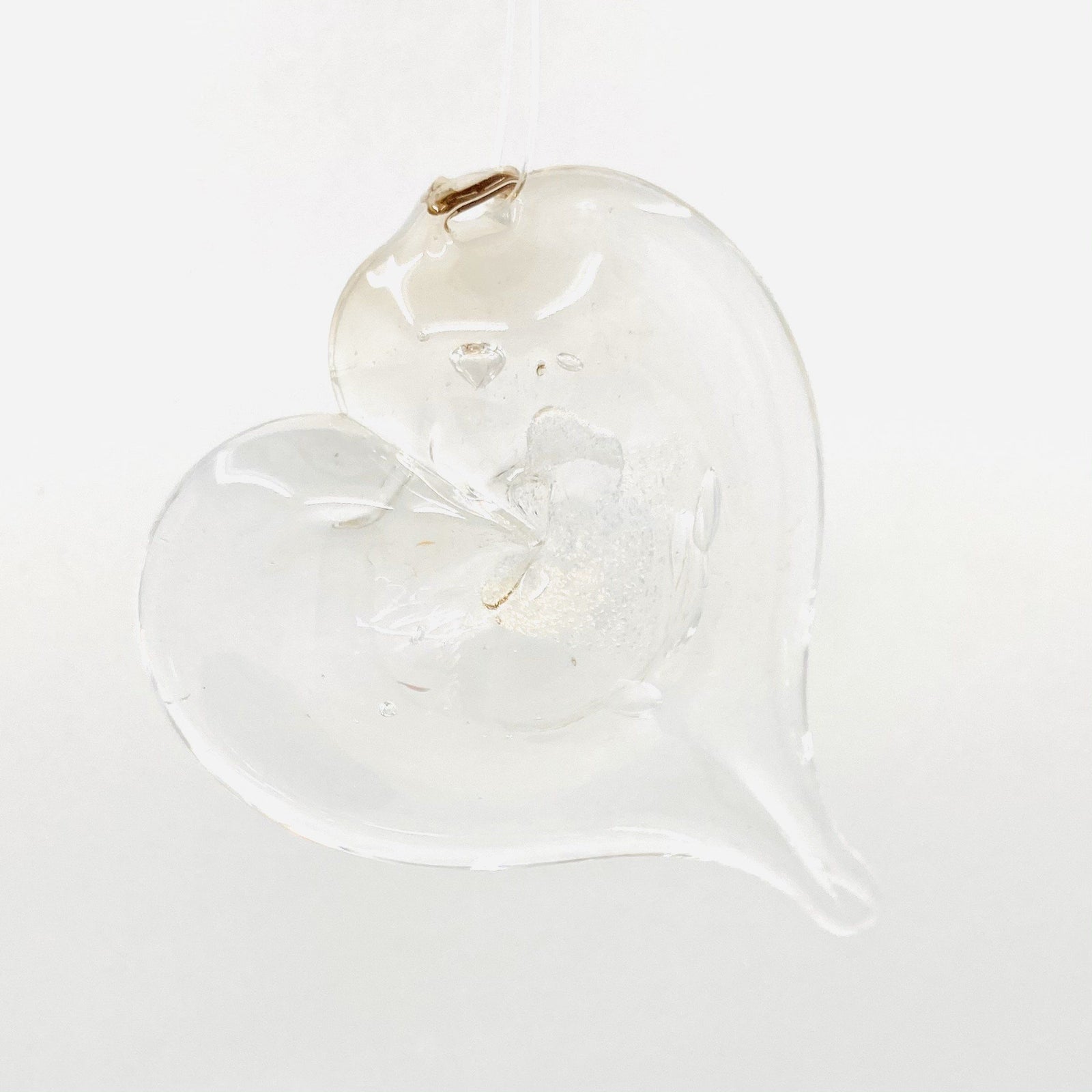 April Birthstone Small Heart- Diamond Luke Adams Glass Blowing Studio 