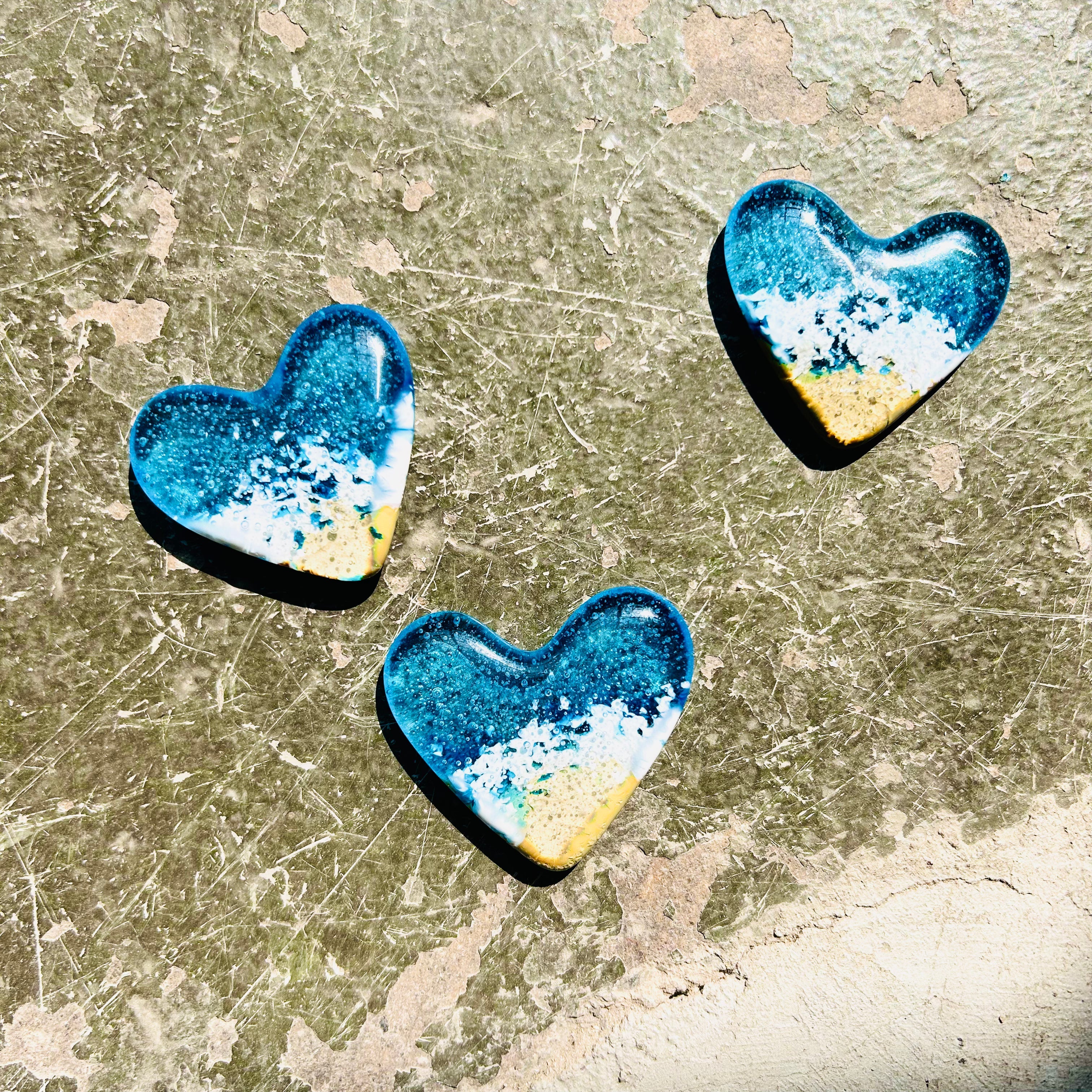 Glass Beach Pocket Heart, Glass Beach Heart, Beach Glass Heart Pocket Hug  Token Gift, Mini Heart Shaped Beach Decoration, Light Aqua and Turquoise