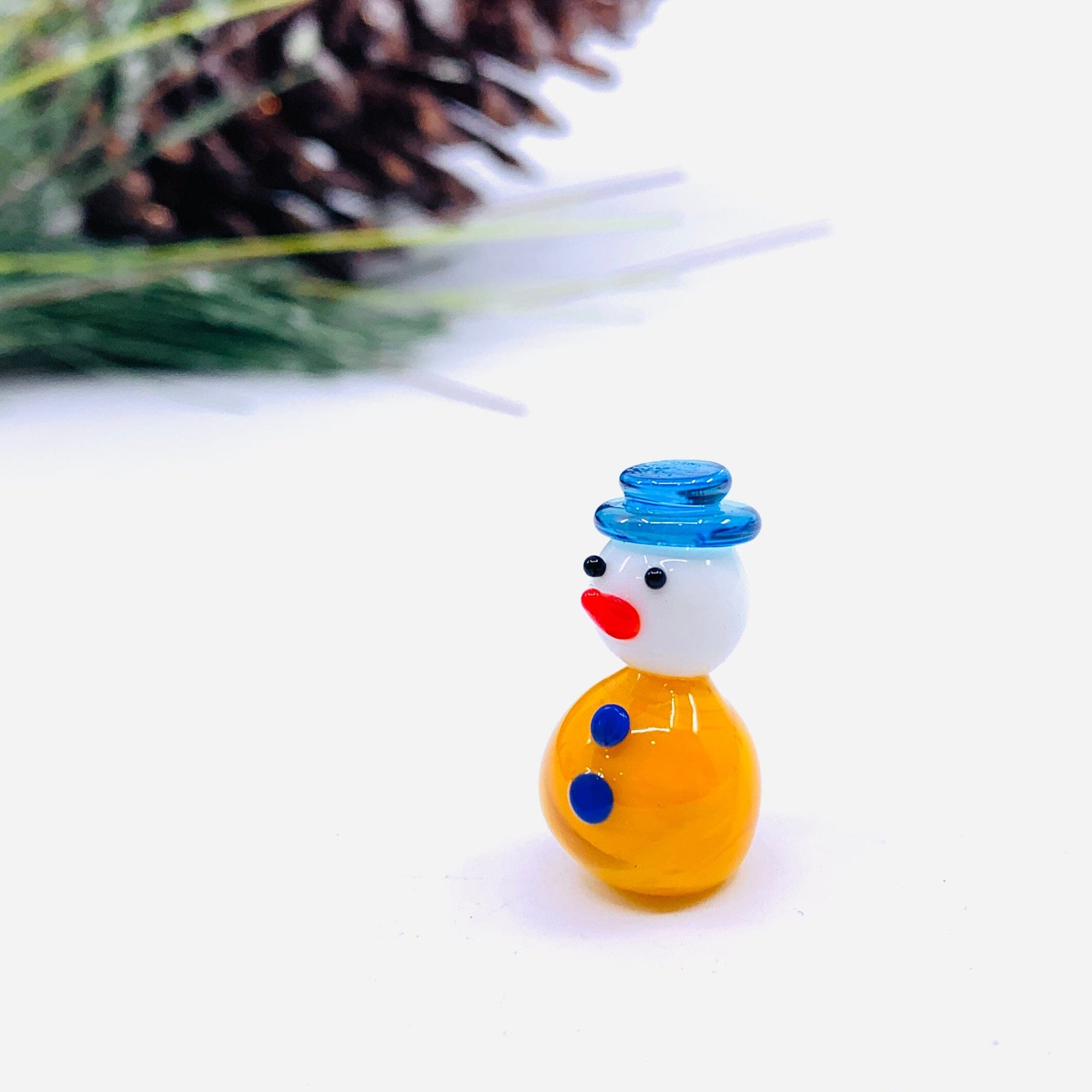 Tiny Christmas Figurine 32 Orange Belly Snowman Miniature - 