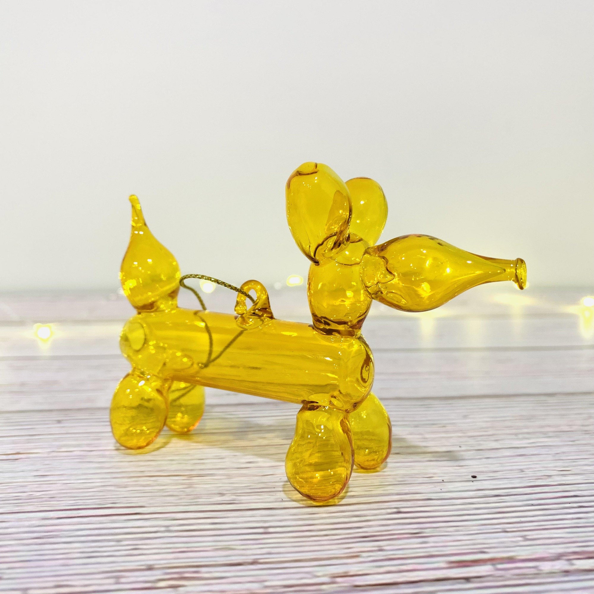 Balloon Dog Glass Ornament Ornament Glitterville Yellow 