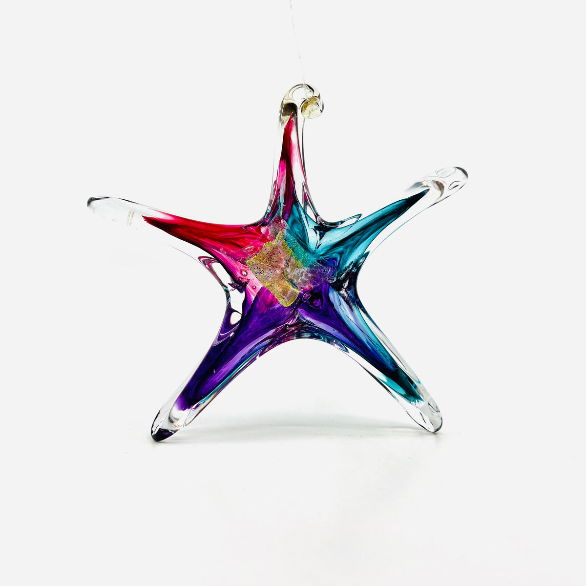 Star Ornament, Peacock Suncatcher Luke Adams Glass Blowing Studio 