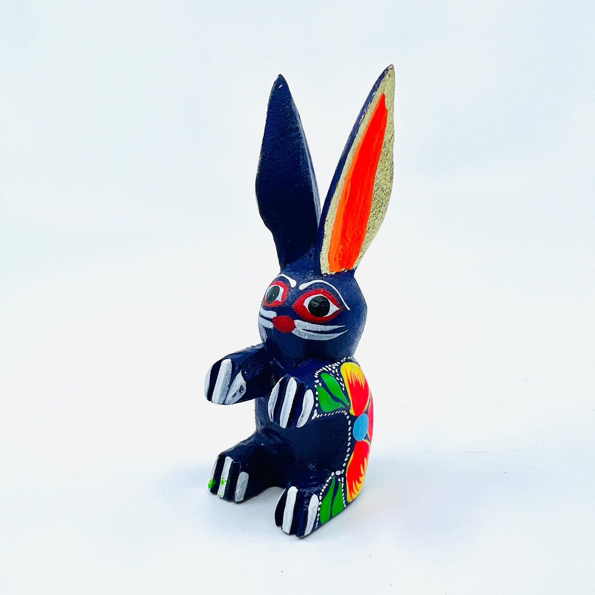 Oaxacan Wood Carved Animal, Rabbit 136 Miniature Earth View 