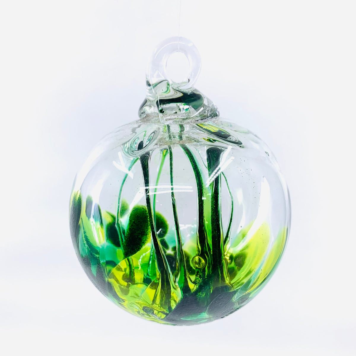 NEW Tree of Life Ornaments, 3&quot; Wish Ball Luke Adams Glass Blowing Studio Adventurine Green 