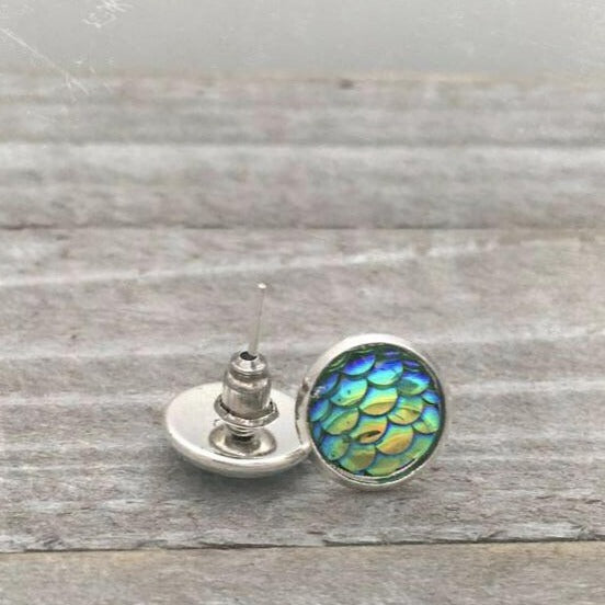 Mermaid Tail Stud Earrings, Mini Jewelry Luke Adams Glass Blowing Studio 