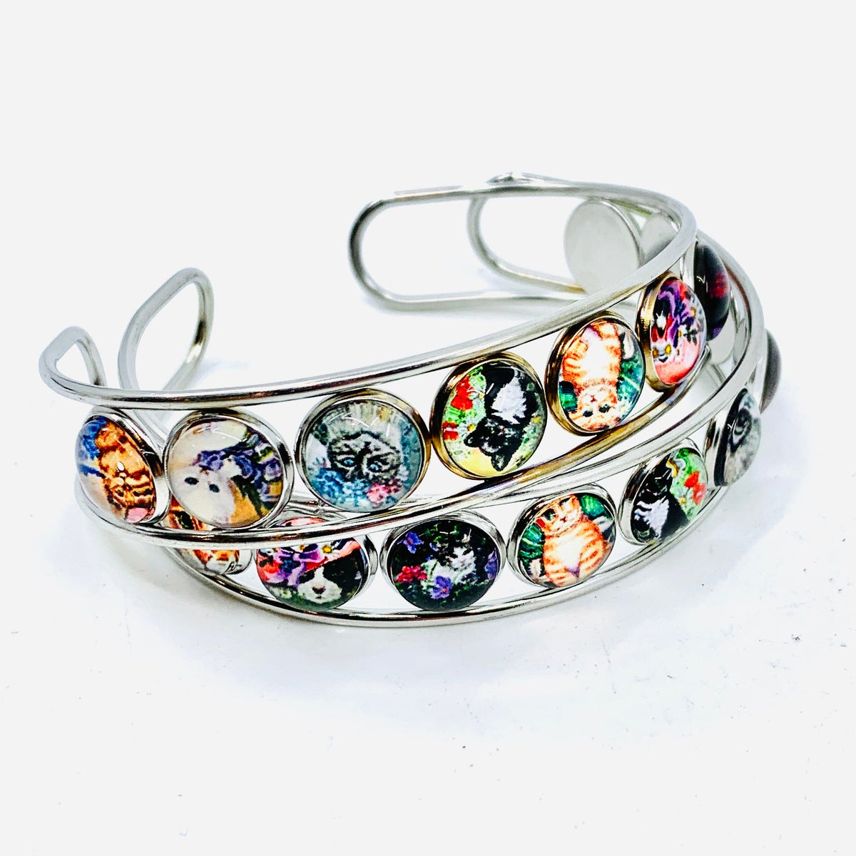 Artistic Cuff Bracelet Jewelry - Cats and Kittens 