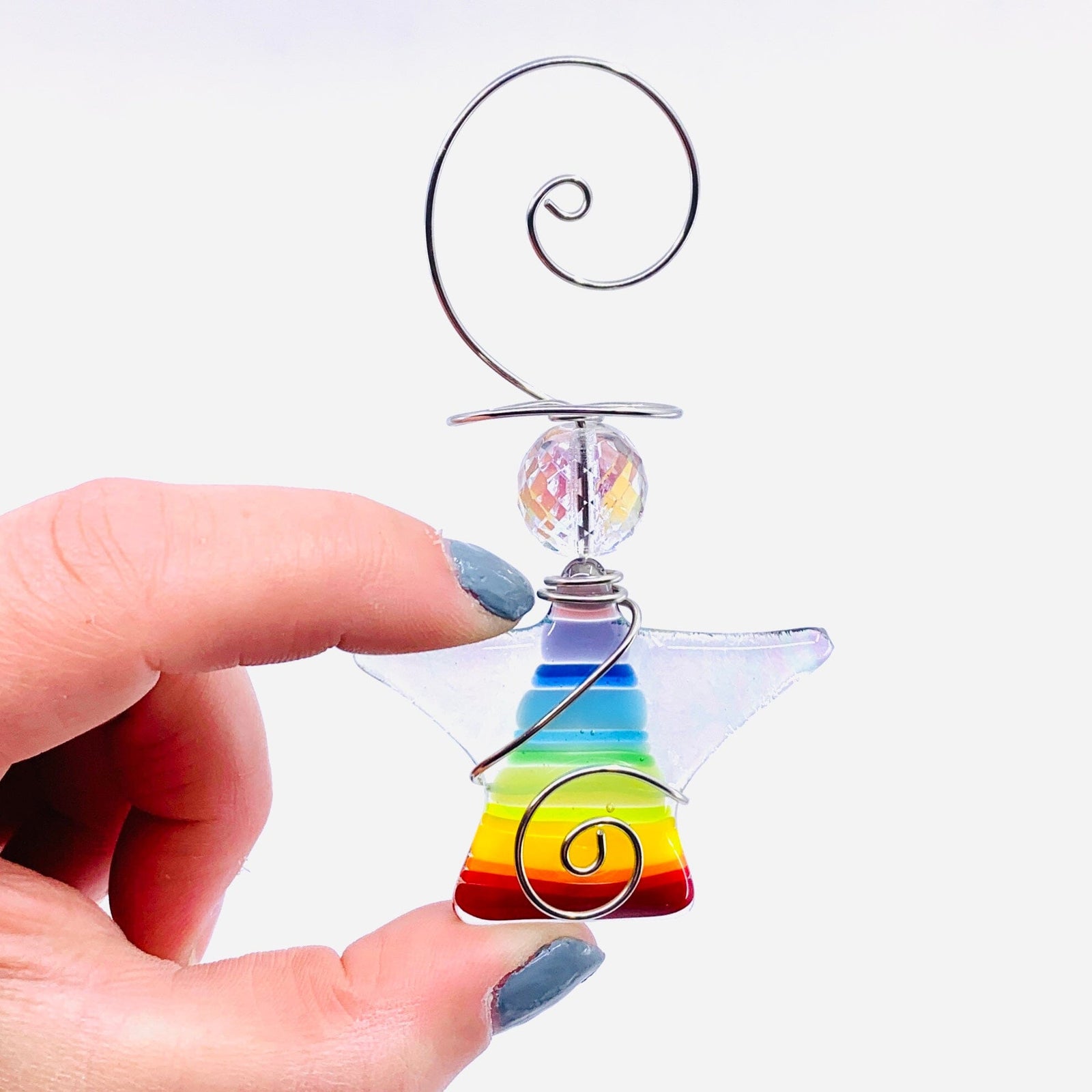 Striped Fused Tiny Angels, Rainbow Ornament Haywire Art 