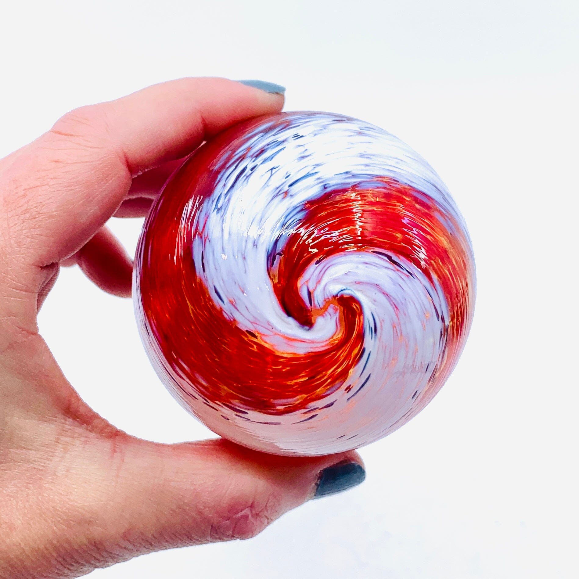 Mini Holiday Ornament, Peppermint Swirl Ornament Luke Adams Glass Blowing Studio 