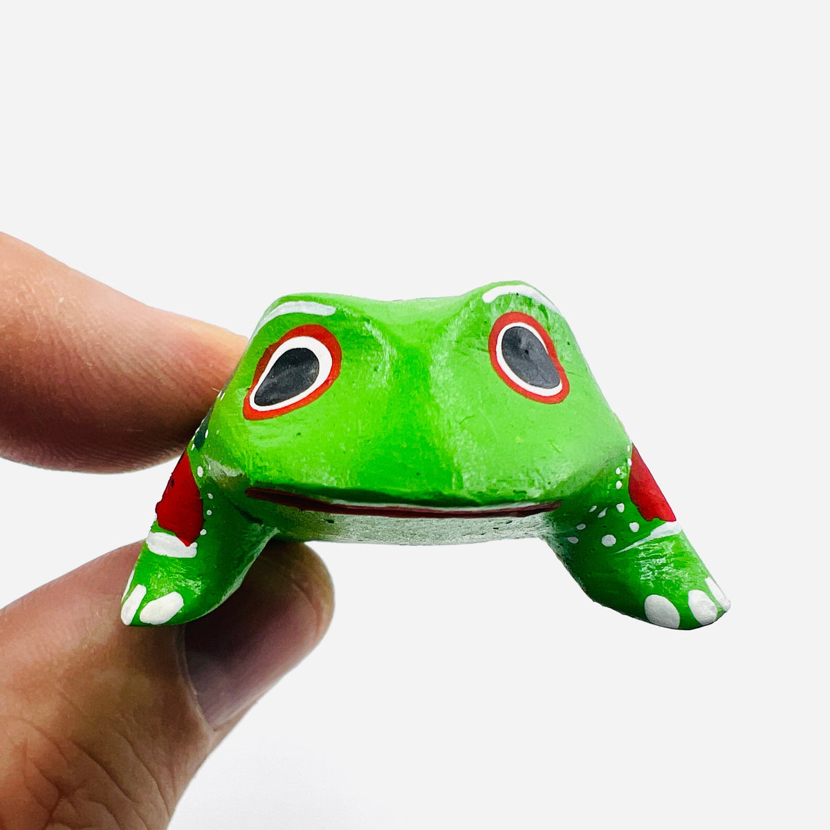 Oaxacan Wood Carved Animal, Frog 1 Miniature Earth View 
