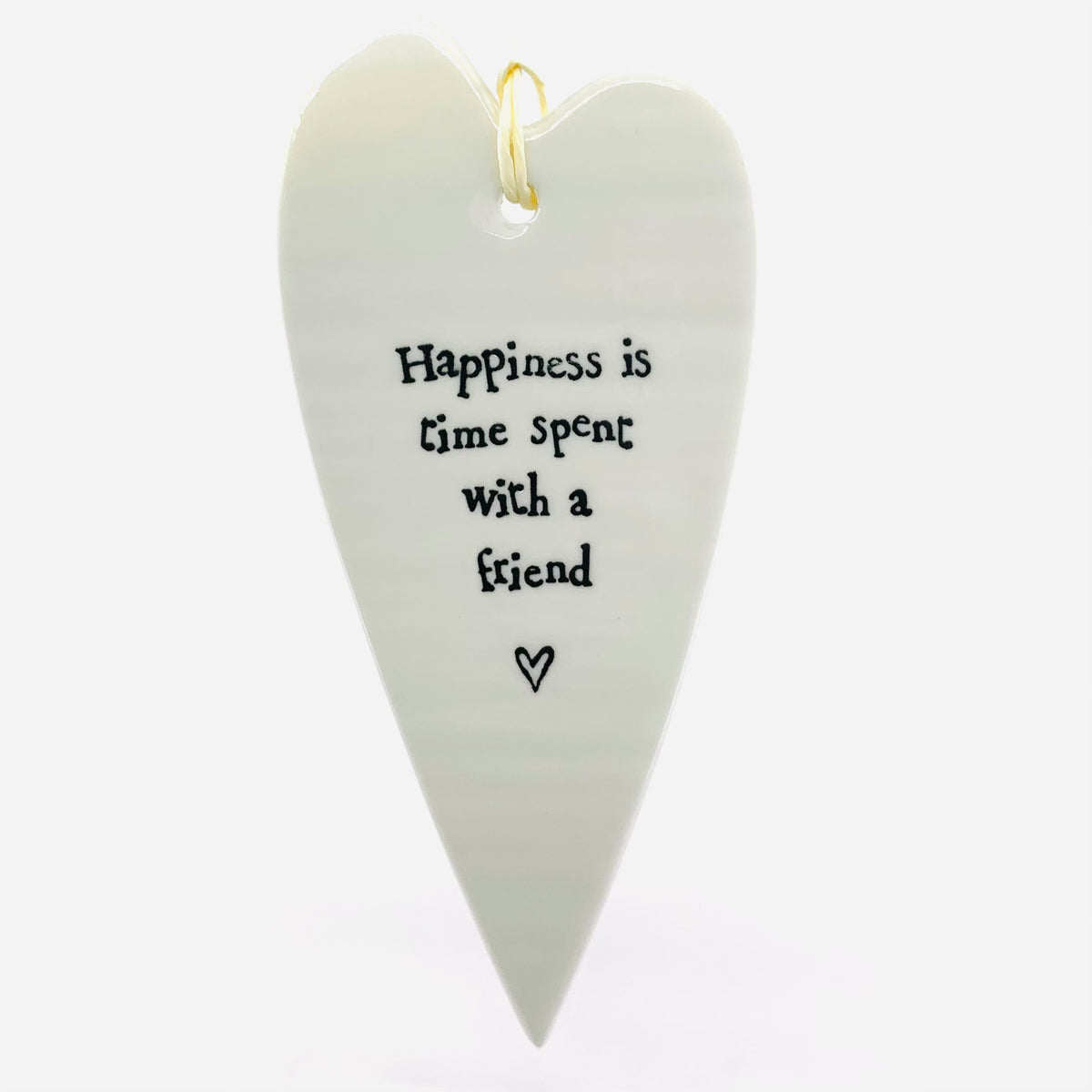 Porcelain Heart Sentiments Ornament Two&#39;s Company Happiness is time spent with a friend 