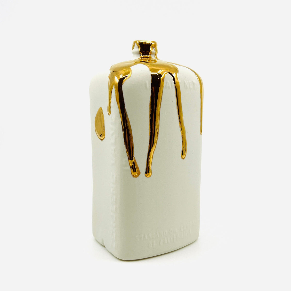 22k Gold Dripped Motor Oil Vase Decor Candy Relics White 