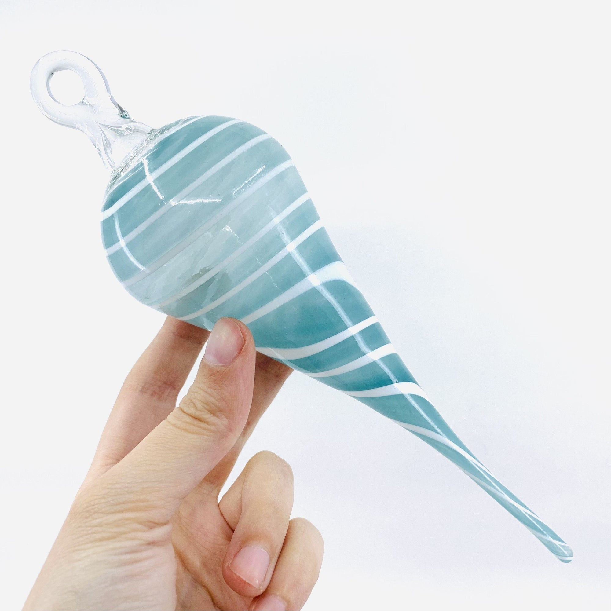Icicle Drop Ornament, Teal and White Probstein Studios 