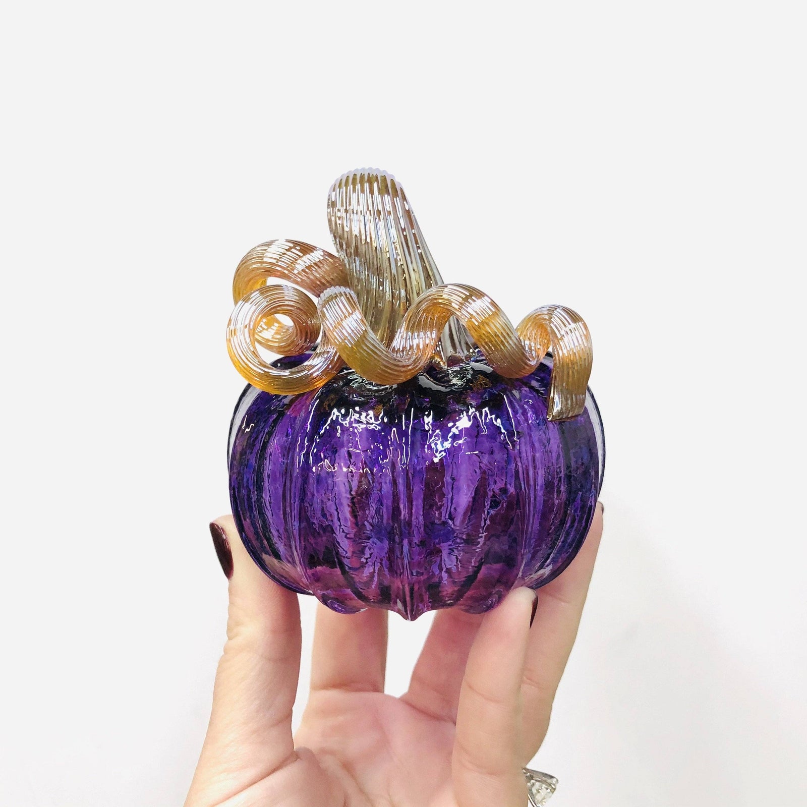 Mini Pumpkin, Amethyst Pumpkin Luke Adams Glass Blowing Studio 