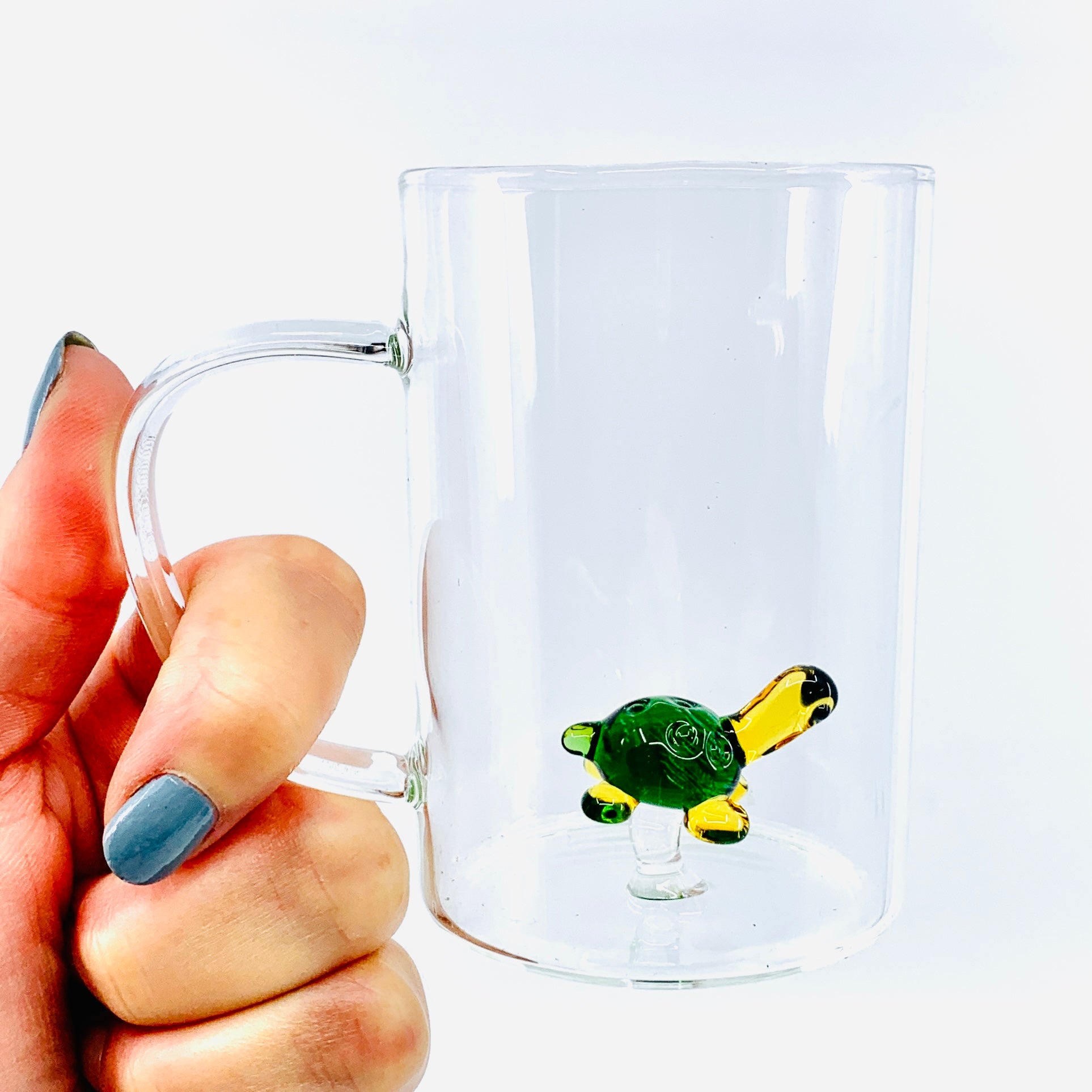Tiny Animal Glass Mug, Turtle Decor MiniZoo 