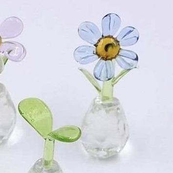 Mini Potted Flower, Blue Miniature Luke Adams Glass Blowing Studio 