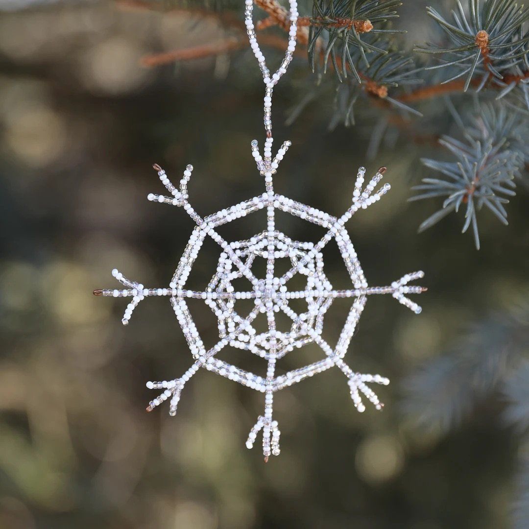 Glass Beaded Ornament, Snowflake Ornament Melange Collection 