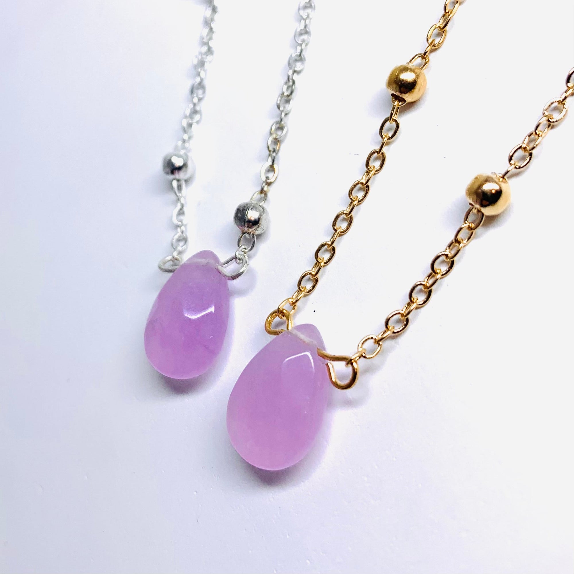 Teardrop Gem Lilac Necklace Jewelry - 