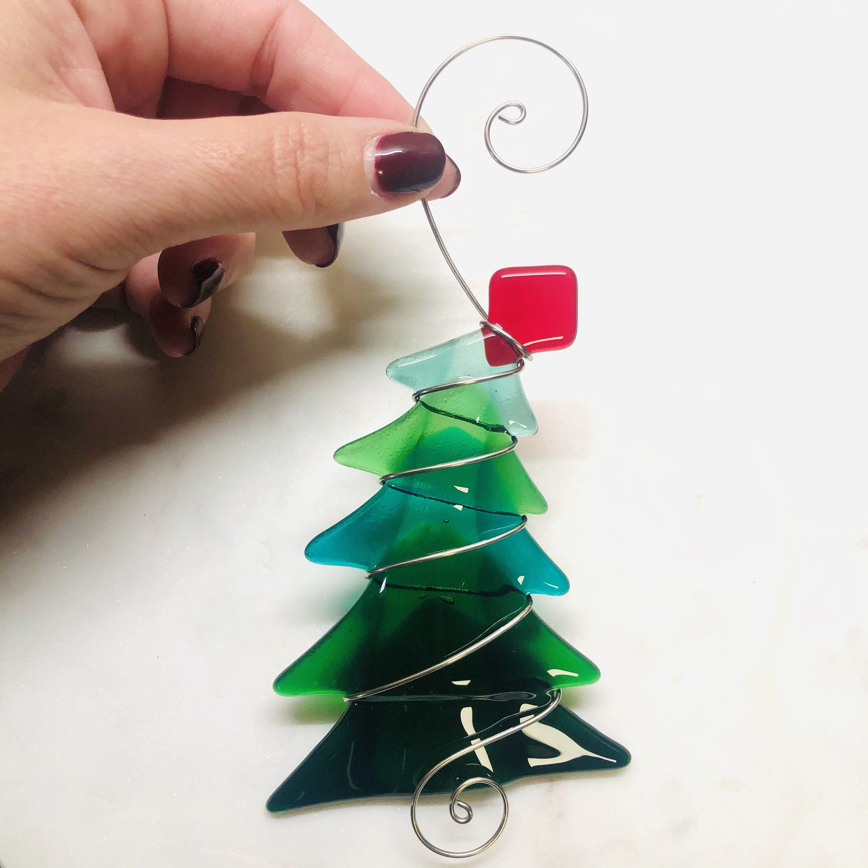 Fused Glass Freestanding Row Of Christmas Trees — Generous Earth Pottery, Fused Glass Christmas Tree
