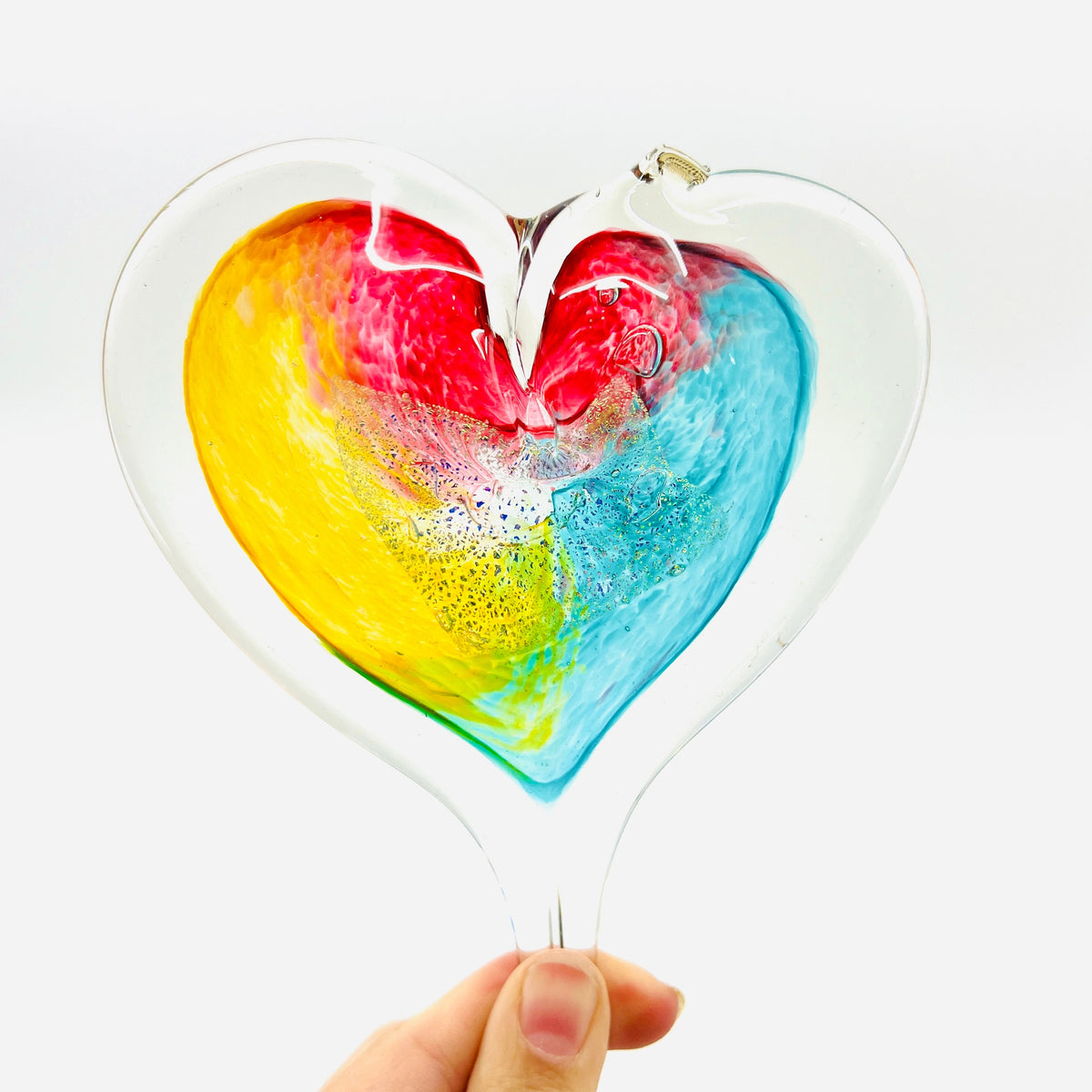 Heart Ornament, Fiji Suncatcher Luke Adams Glass Blowing Studio Medium 