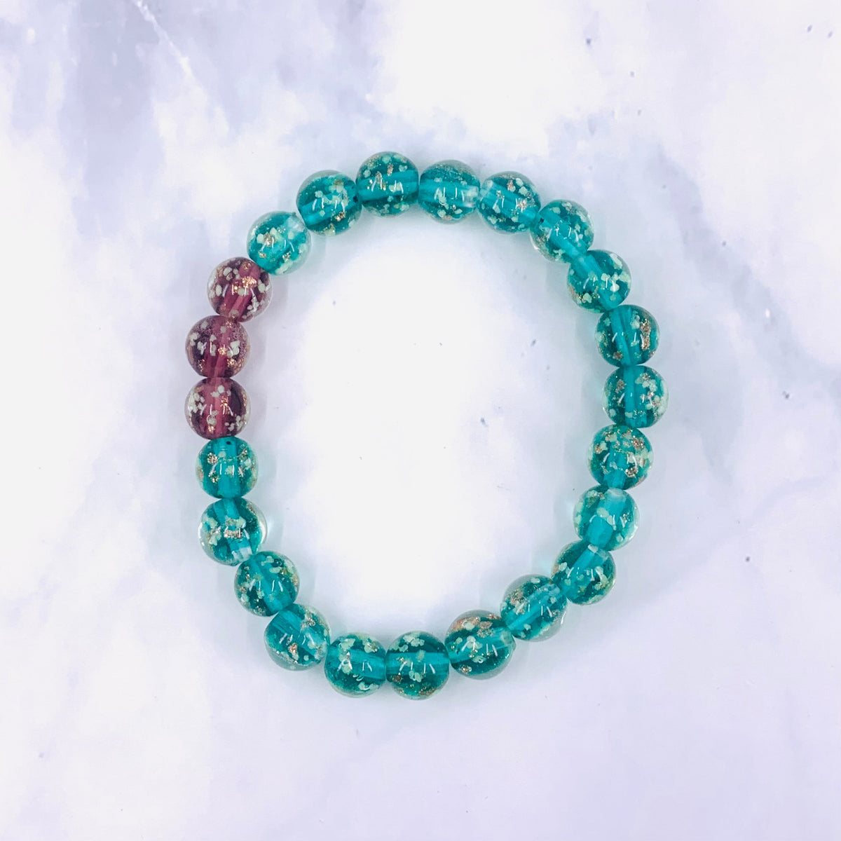 Mermaid Glow Glass Bracelet Jewelry - Teal &amp; Violet 