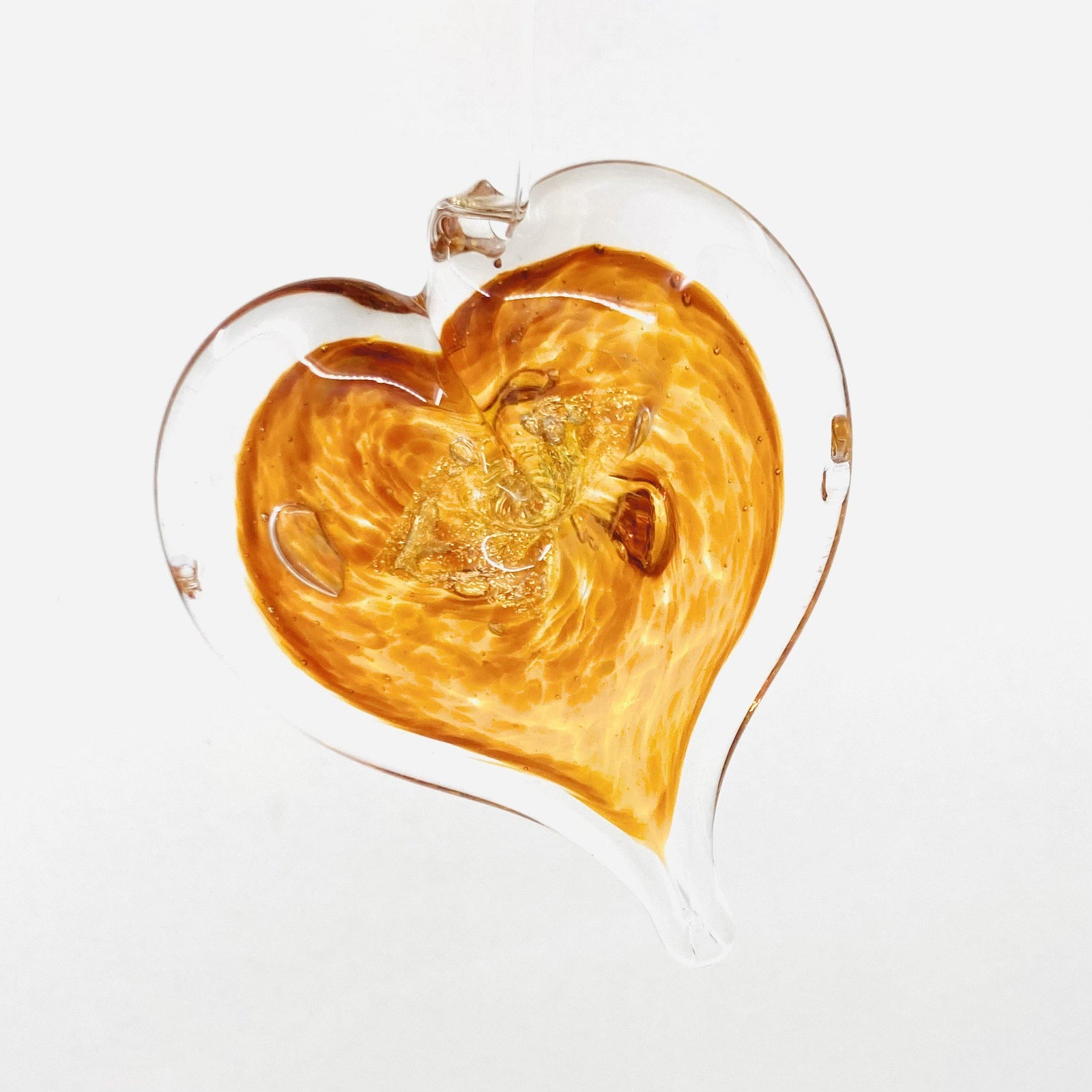November Birthstone Small Heart- Citrene Luke Adams Glass Blowing Studio 