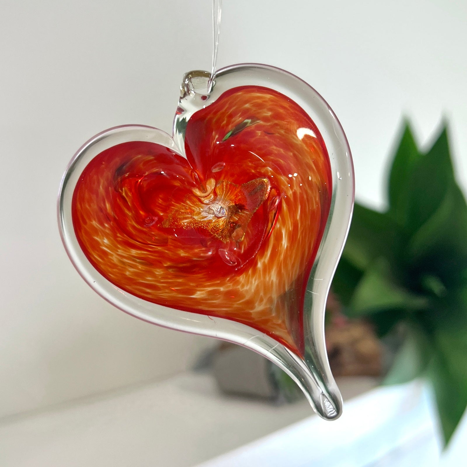 Heart Ornament, Ruby Suncatcher Luke Adams Glass Blowing Studio 