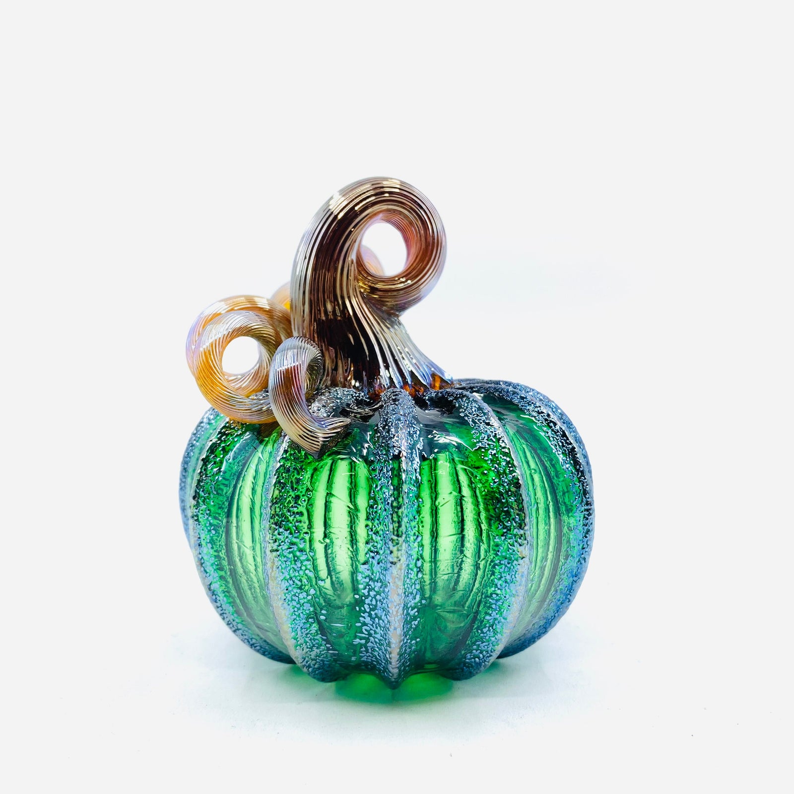 Green Tinsel Pumpkin Pumpkin Luke Adams Glass Blowing Studio 
