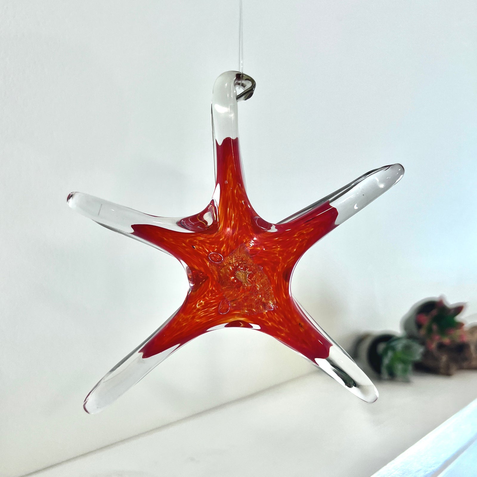 Star Ornament, Ruby Suncatcher Luke Adams Glass Blowing Studio 